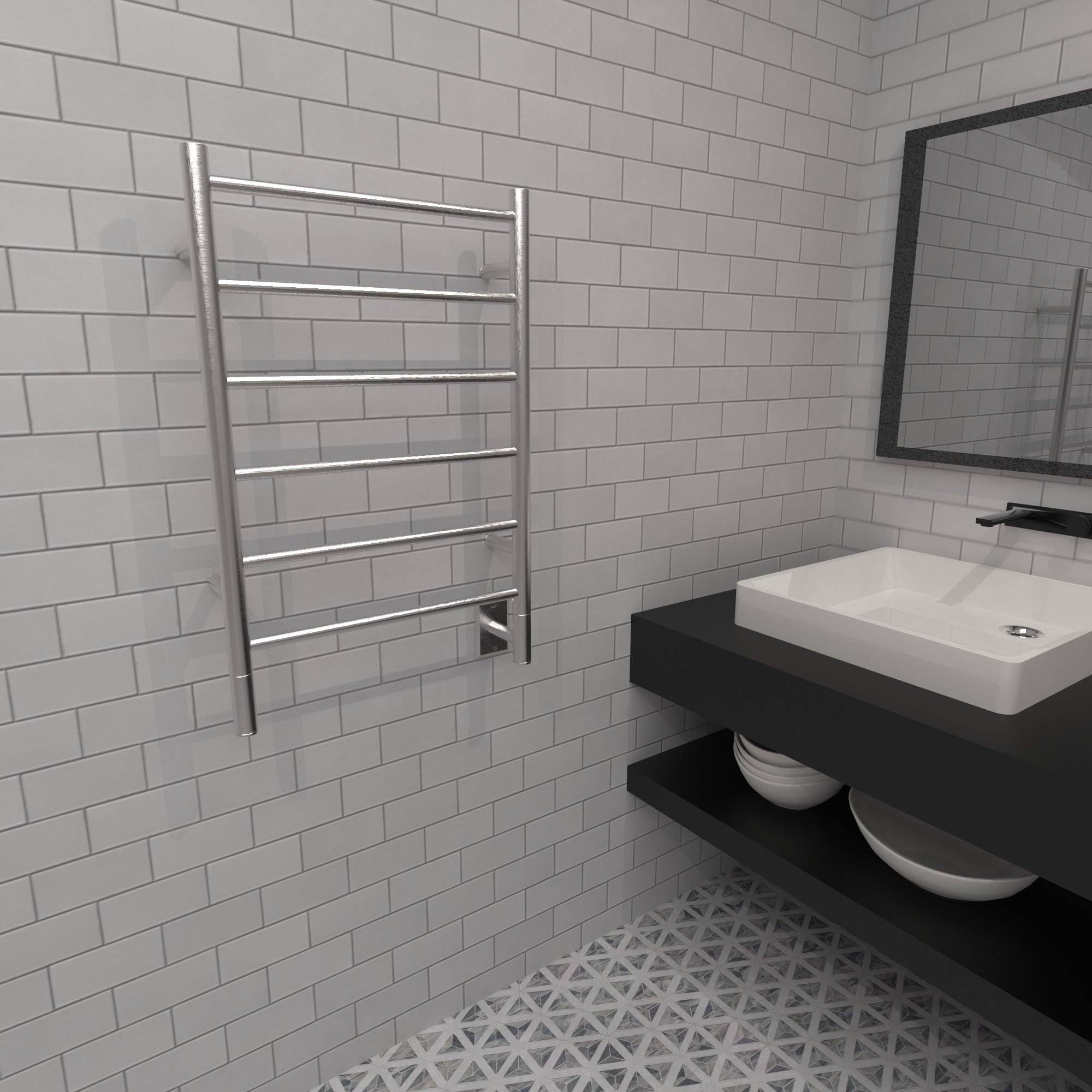 Amba Jeeves Model J Premium Straight 6 - Bar Electrically Hard - Wired Towel and Delicate Drying Rack