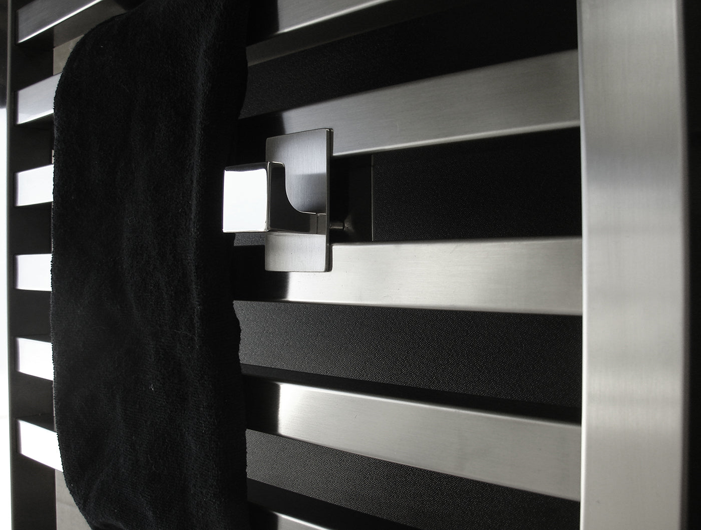 Italian-Made Amba Quadro Stainless Steel Bathrobe Hanger with Brushed/Polished Finish