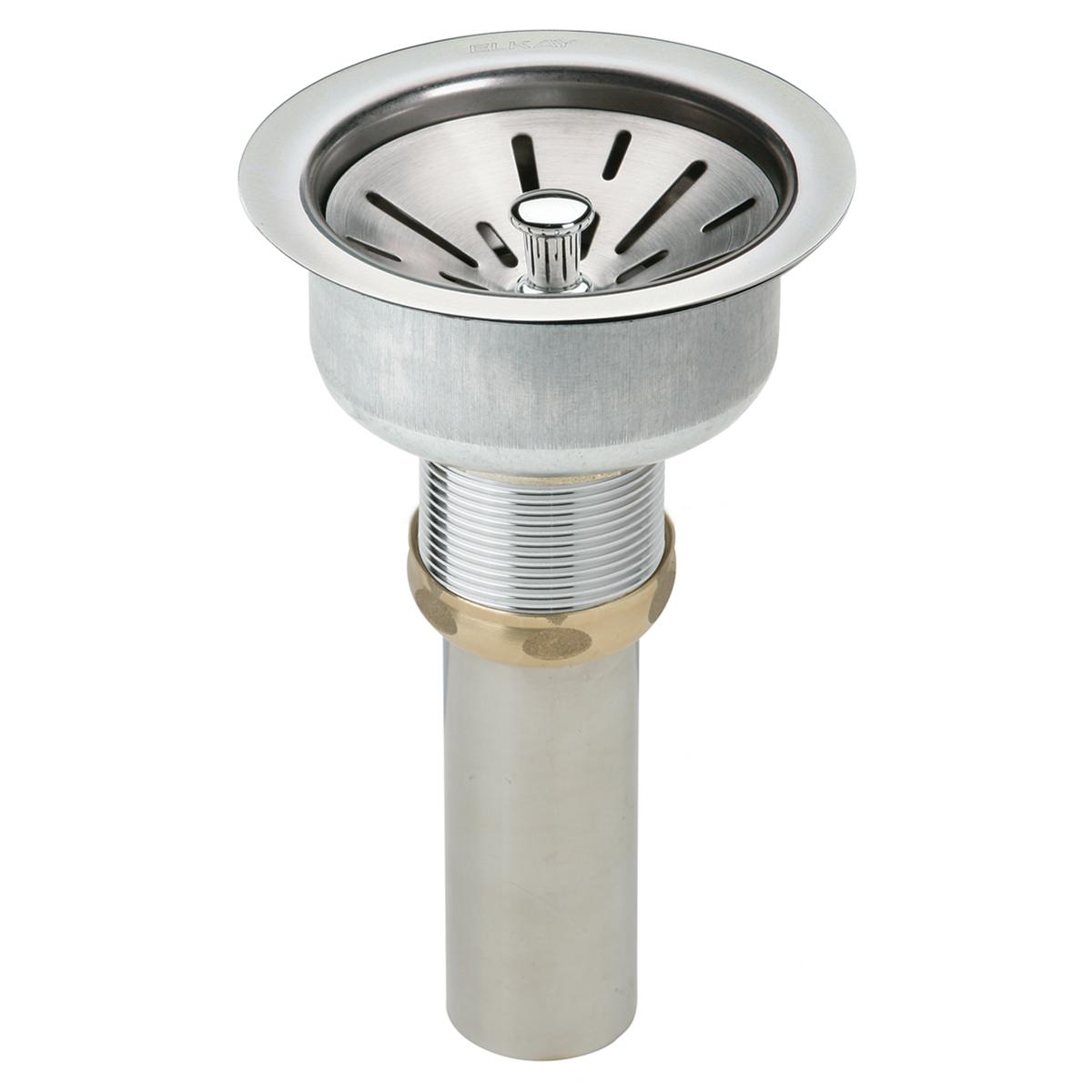 Elkay Type 304 Stainless Steel 3-1/2 Drain Fitting with Strainer Basket and Tailpiece