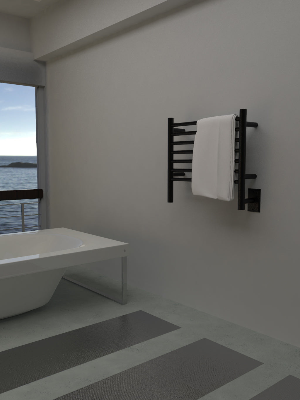 Amba Jeeves Model H 7-Bar Straight Hardwired Towel Warmer with 5 Finishes