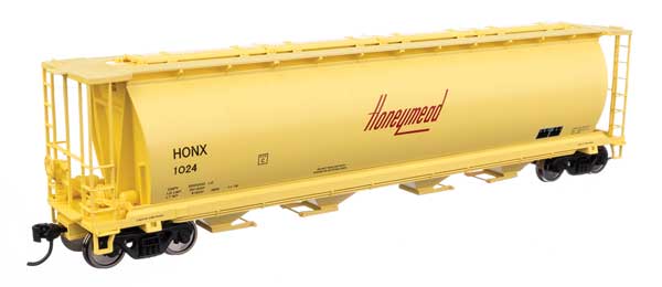 Walthers HO Scale 59' Yellow, Black & Red Logo Cylindrical Hopper #1024
