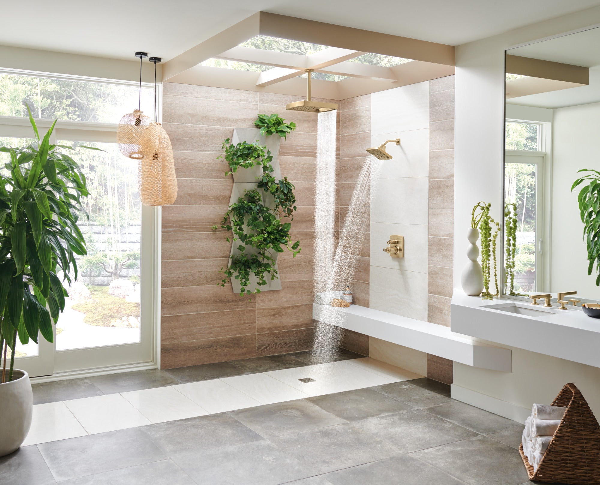 Brizo Kintsu 10-Foot Dual Waterway Ceiling-Mounted Shower Arm and Flange Set for Luxury Bathrooms