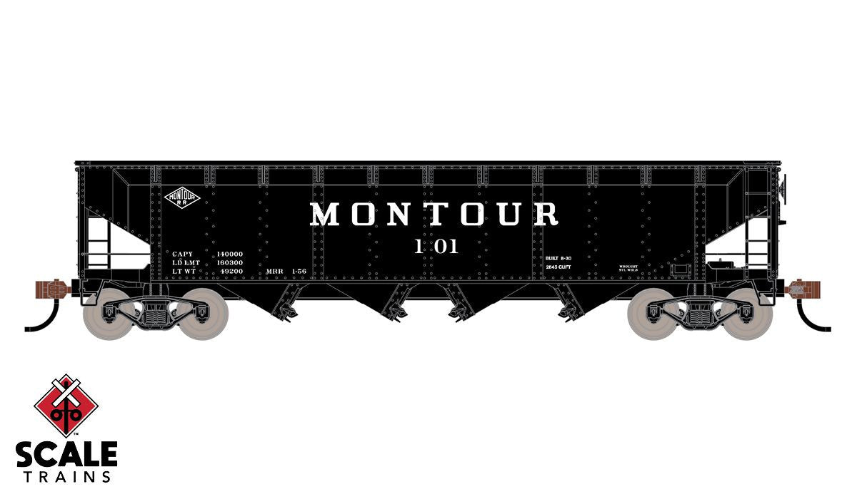 ScaleTrains Classic HO Scale 40-Foot 70-Ton 4-Bay Open Hopper Model Kit - Montour #136