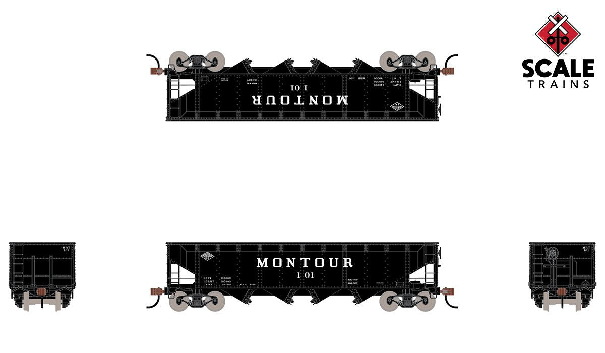 ScaleTrains Classic HO Scale 40-Foot 70-Ton 4-Bay Open Hopper Model Kit - Montour #136