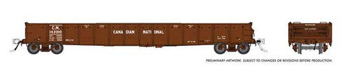 HO Scale Canadian National 52' 6 Canadian Mill Gondola Model - Rapido 50048A, Boxcar Red, As - Delivered #143489